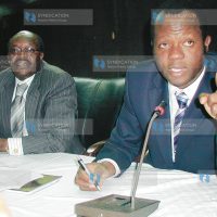 Narc-K National Chairman Mr. Raphael Tuju and his secretary general Mukhisa Kituyi