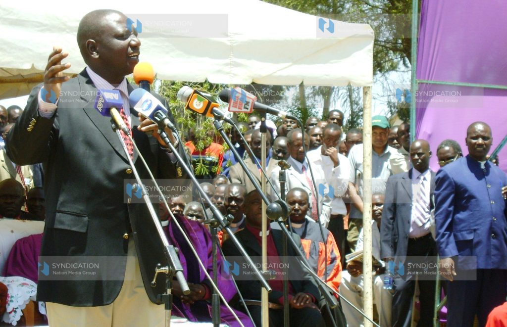 Agriculture Minister William Ruto addresses faithful