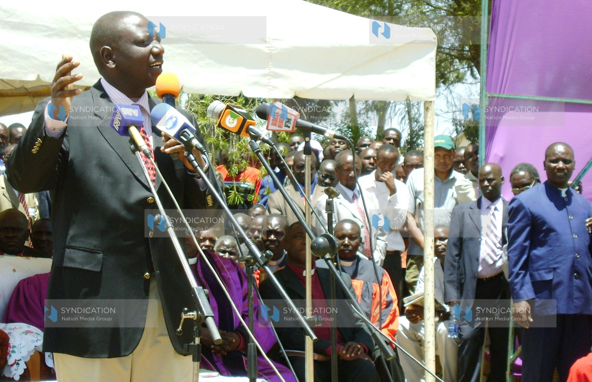 Agriculture Minister William Ruto addresses faithful