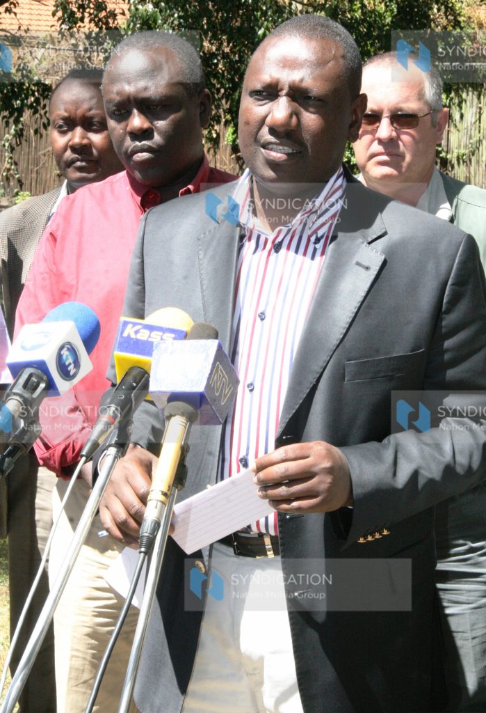 Agriculture Minister William Ruto accompanied by Timothy Busienei