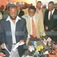 ODM members Prof Anyang’ Nyong’o, Raila Odinga, and Musalia Mudavadi