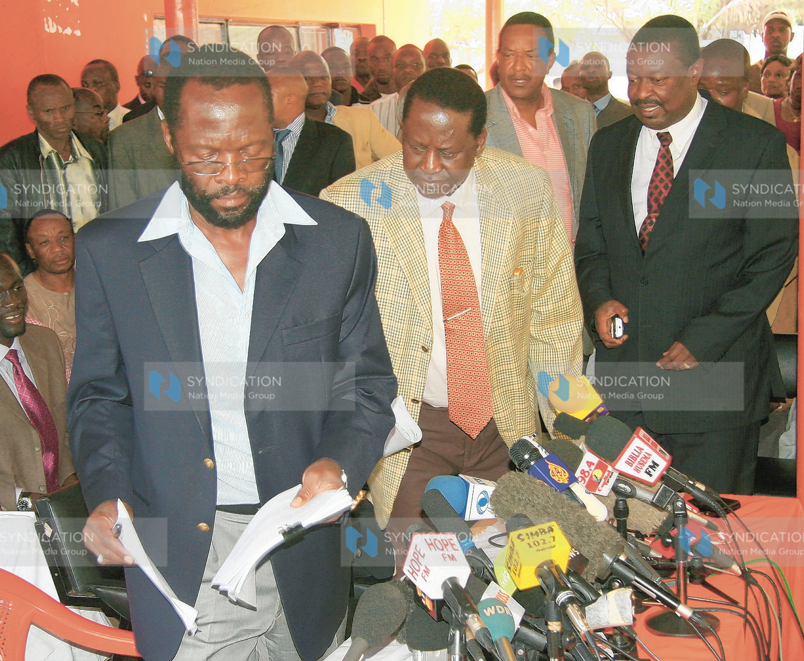 ODM members Prof Anyang’ Nyong’o, Raila Odinga, and Musalia Mudavadi