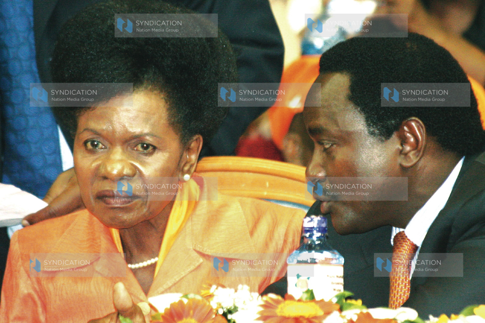 Mwingi North MP Kalonzo Musyoka chats with Dr Julia Ojiambo