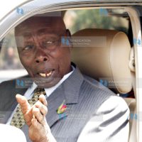 Former President Daniel Arap Moi greets Faithfuls