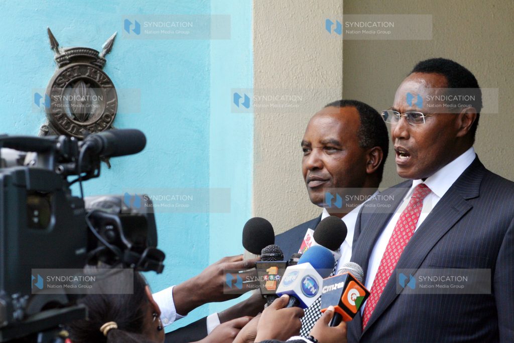 Minister for Internal security prof, George Saitoti briefs the media