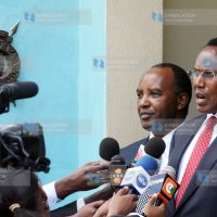 Minister for Internal security prof, George Saitoti briefs the media