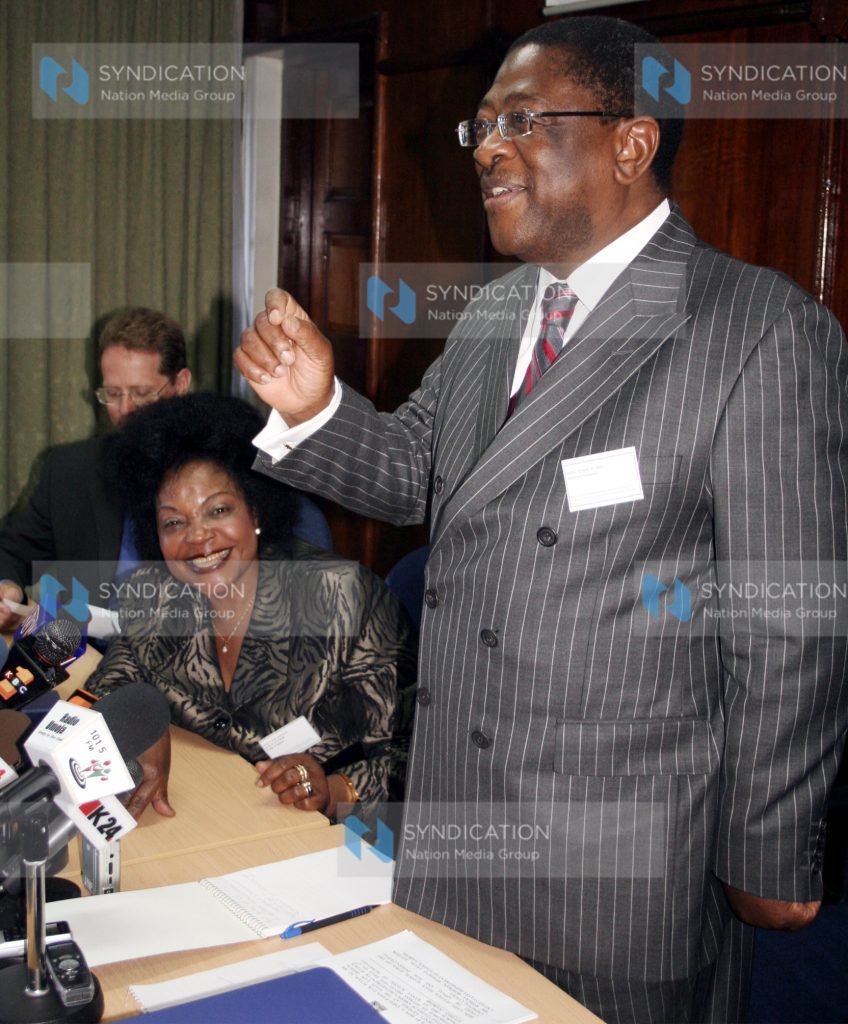 Attorney General Amos Wako, flanked by ICC Judge Justice Joyce Aluoch