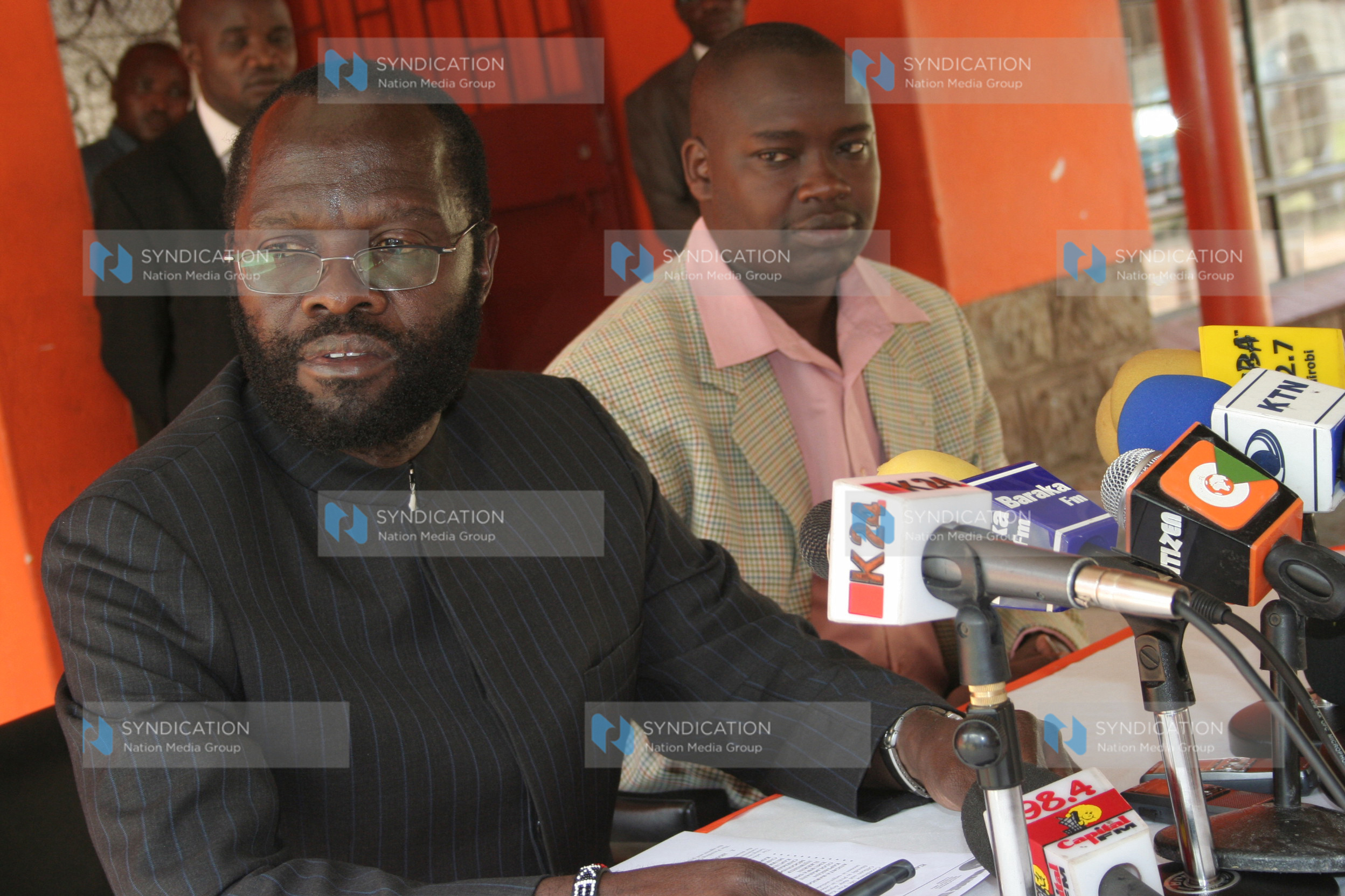 ODM Secretary General Prof Anyang’ Nyong’o, addresses the press at Orange House