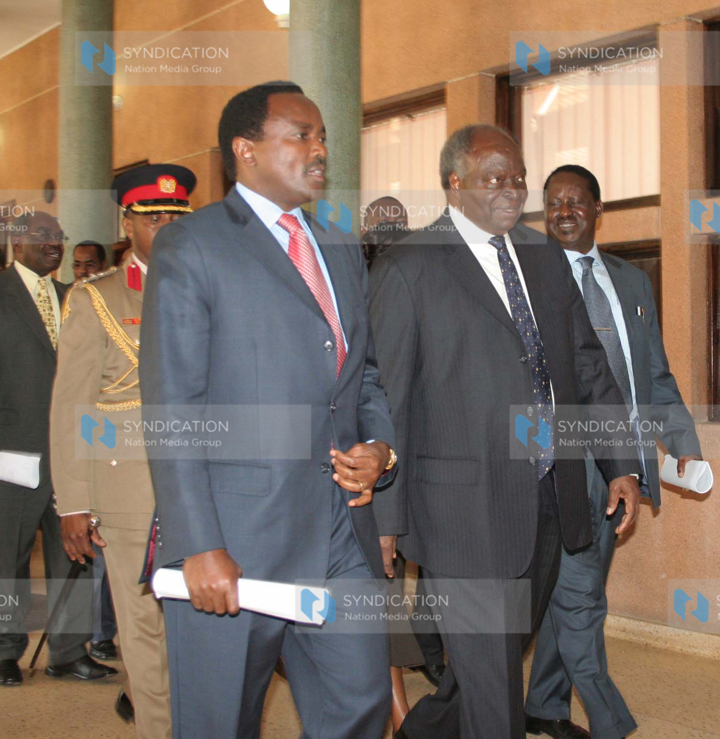 President Mwai Kibaki, vice-president Kalonzo Musyoka and Prime Minister Raila Odinga