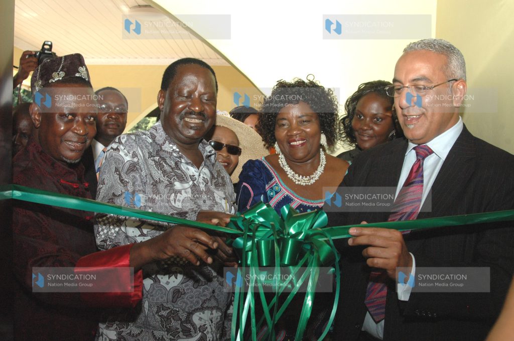 Prime Minister Raila Odinga, his wife Ida Odinga, Tourism minister Najib Balala and Finance Assistant Minister Oburu Oginga