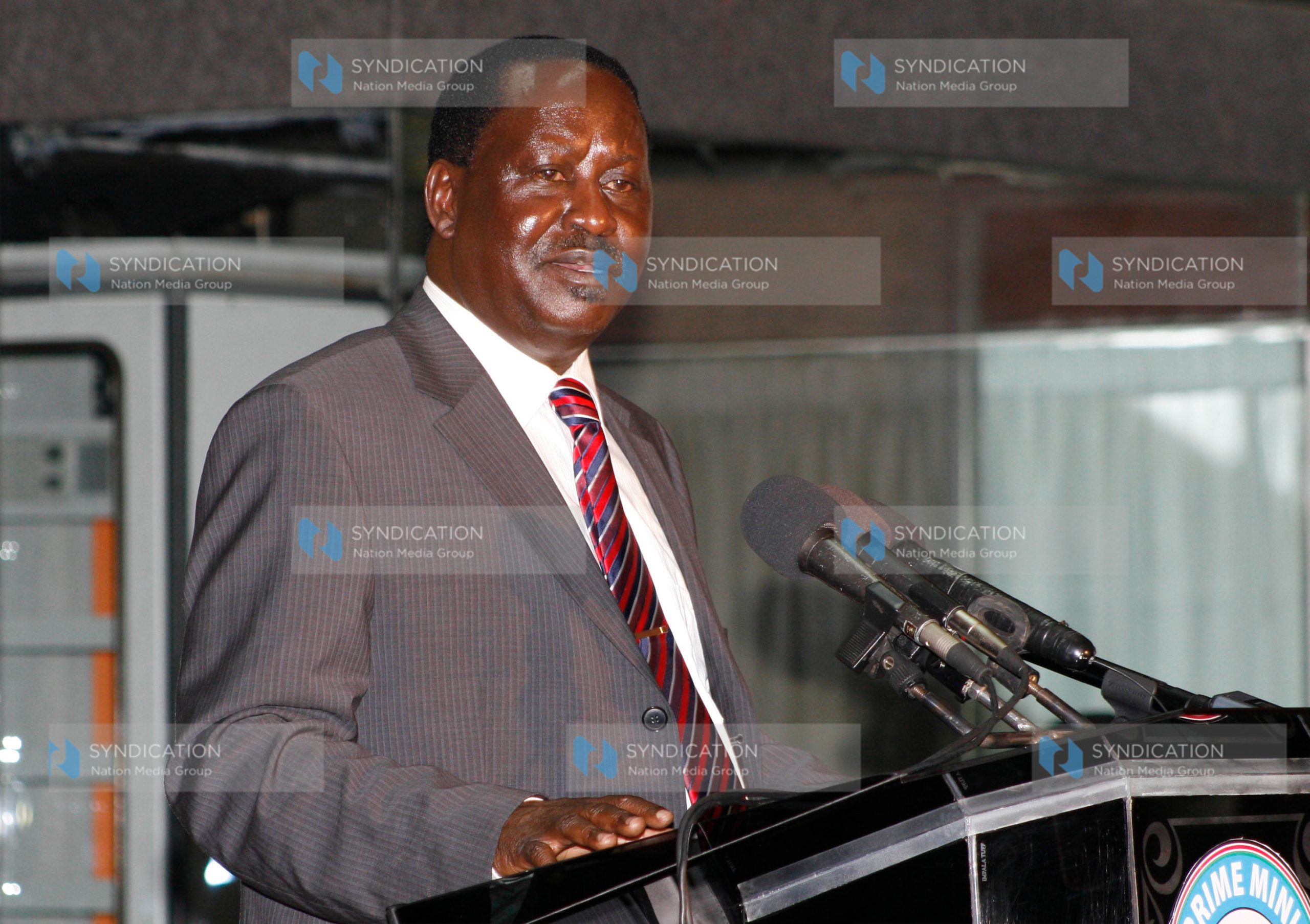 Prime Minister Raila Odinga addresses a press conference at Taifa Hall