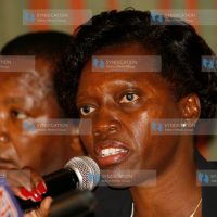 Justice and constitutional affairs minister Martha Karua addresses the private sector and the journalist