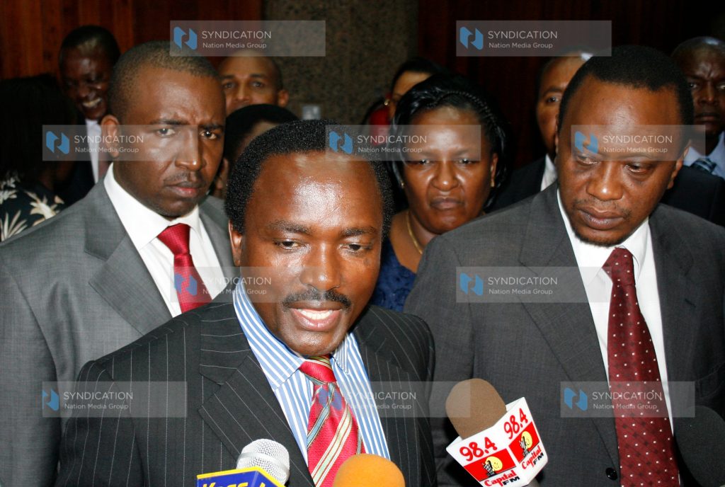 Vice President Kalonzo Musyoka, Deputy Prime minister and Minister for Finance Uhuru Kenyatta, and Naomi Shabban