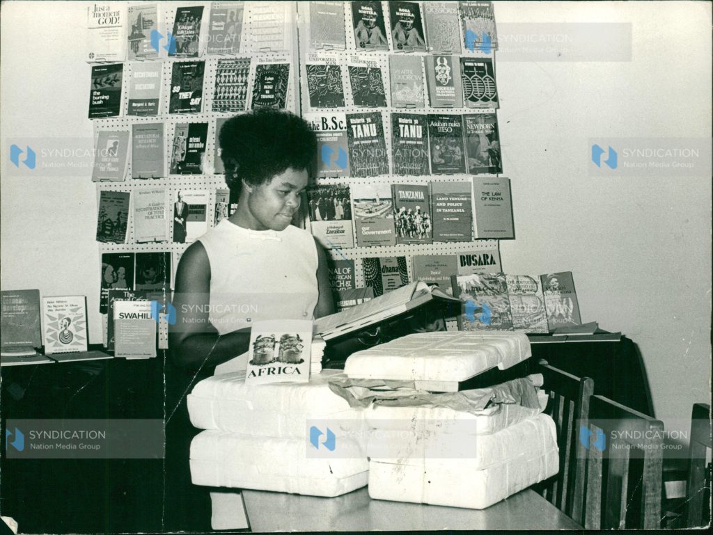 Mrs. Rose Mwangi is pictured inspecting the collection