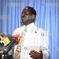 ODM leader Raila Odinga addresses journalists