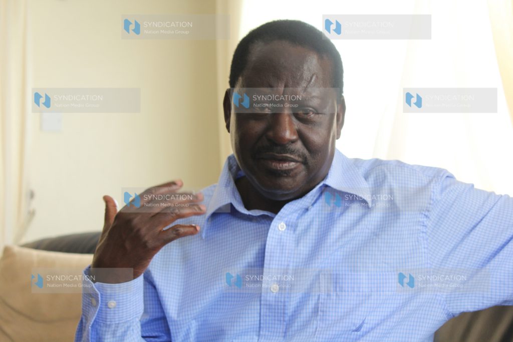 Former Prime Minister Raila Odinga during an interview