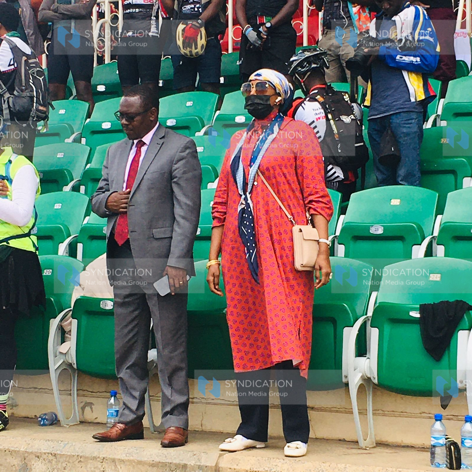 Sports Kenya Director General Pius Metto and Sports CS Amina Mohammed