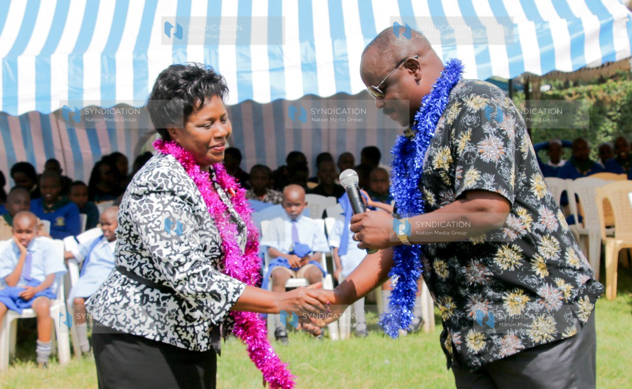 Former Bomet Governor and CCM party leader Mr. Isaac Ruto with incumbent Dr Joyce Laboso