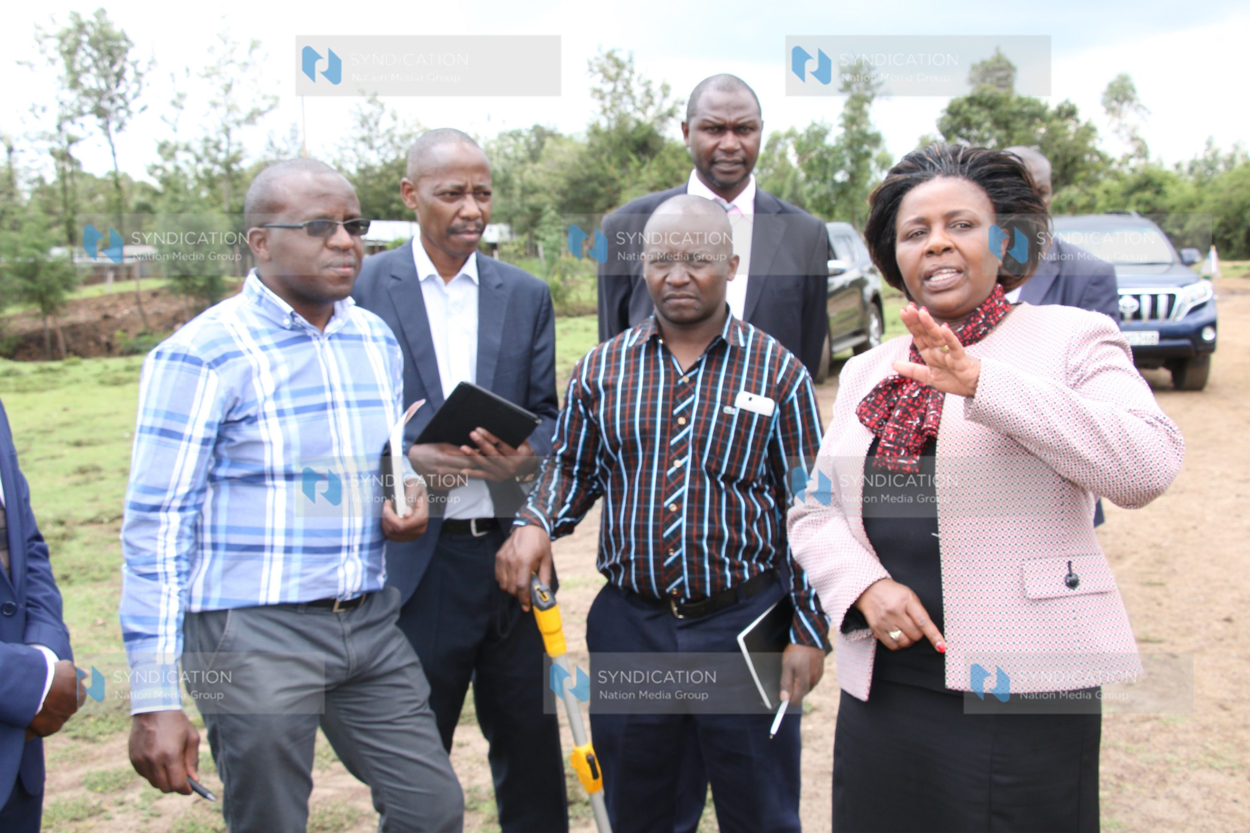 Bomet Governor Joyce Laboso tours the airstrip with officers from the Kenya Airports Authority (KAA)