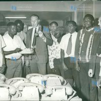 Antony Duff inspected the International Aeradio (E.A.) Ltd. telephone assembly line