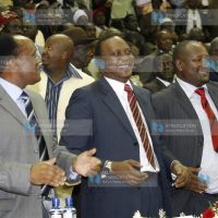 KANU National Chairman Uhuru Kenyatta, Vice Chairman Marsden Madoka, and Secretary General Nick Salat