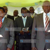 Vice President Kalonzo Musyoka and former President Daniel Arap Moi sing a hymn