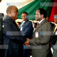 Vice President Kalonzo Musyoka congratulates newly elected Zambian President Rupiah Banda