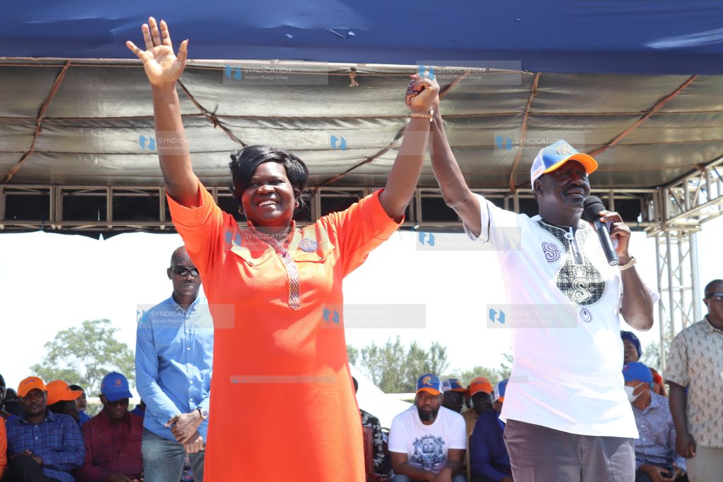 Raila Odinga endorses the candidature of Homa Bay Woman Representative Gladys Wanga