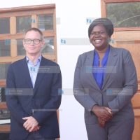 Homa Bay Governor Gladys Wanga pose for a photo with British High Commissioner
