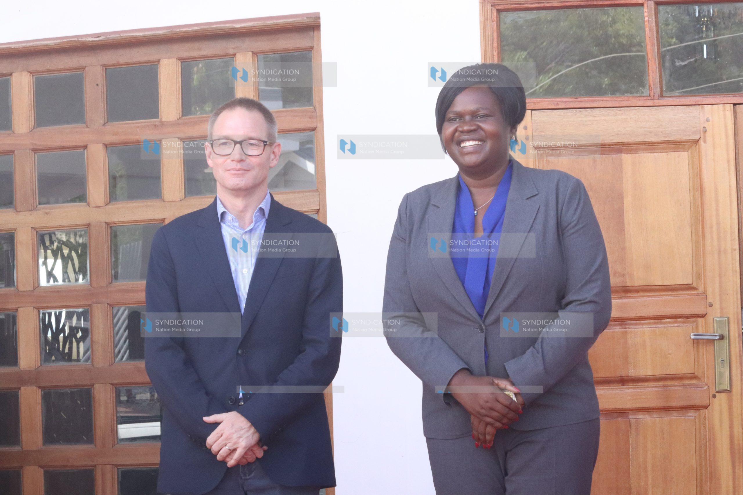 Homa Bay Governor Gladys Wanga pose for a photo with British High Commissioner