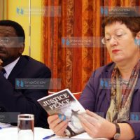 James Orengo (left) and German Ambassador to Kenya Margit Hellwig