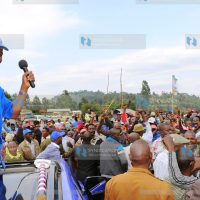 Peter Munya, Meru Governor, addresses residents of Aathi during his re-election campaign