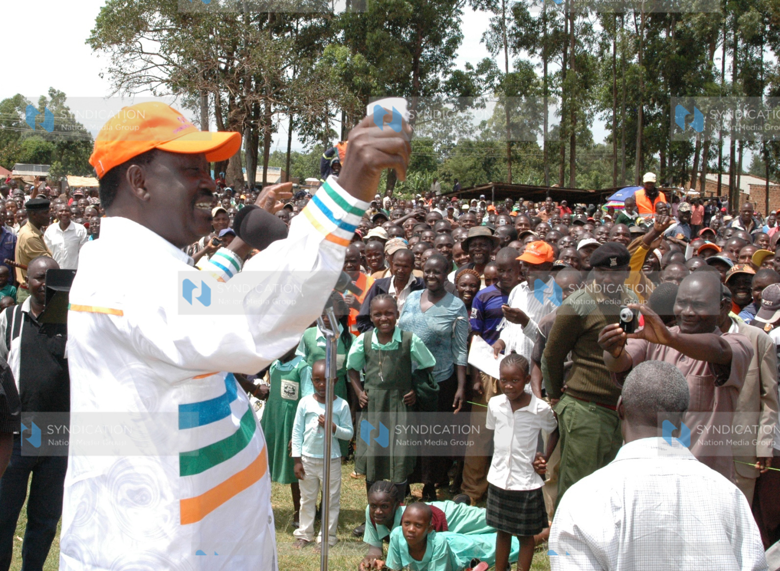 CORD Alliance presidential candidate Raila Odinga addresses a rally