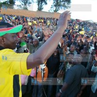 United Republican Party presidential hopeful William Ruto addresses a rally