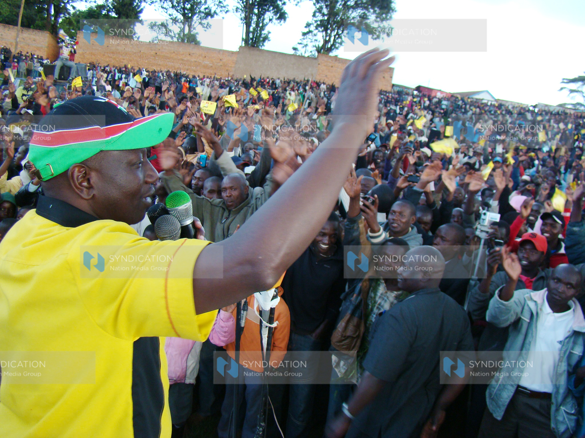 United Republican Party presidential hopeful William Ruto addresses a rally