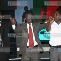 TUC-Ke leaders secretary general Wilson Sossion, flanked by his deputy Charles Mukhwaya
