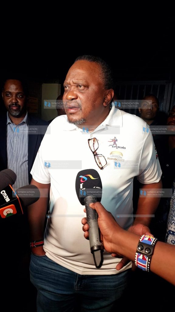 Former president Kenyatta in a live address after his son Jomo's residence was raided by police