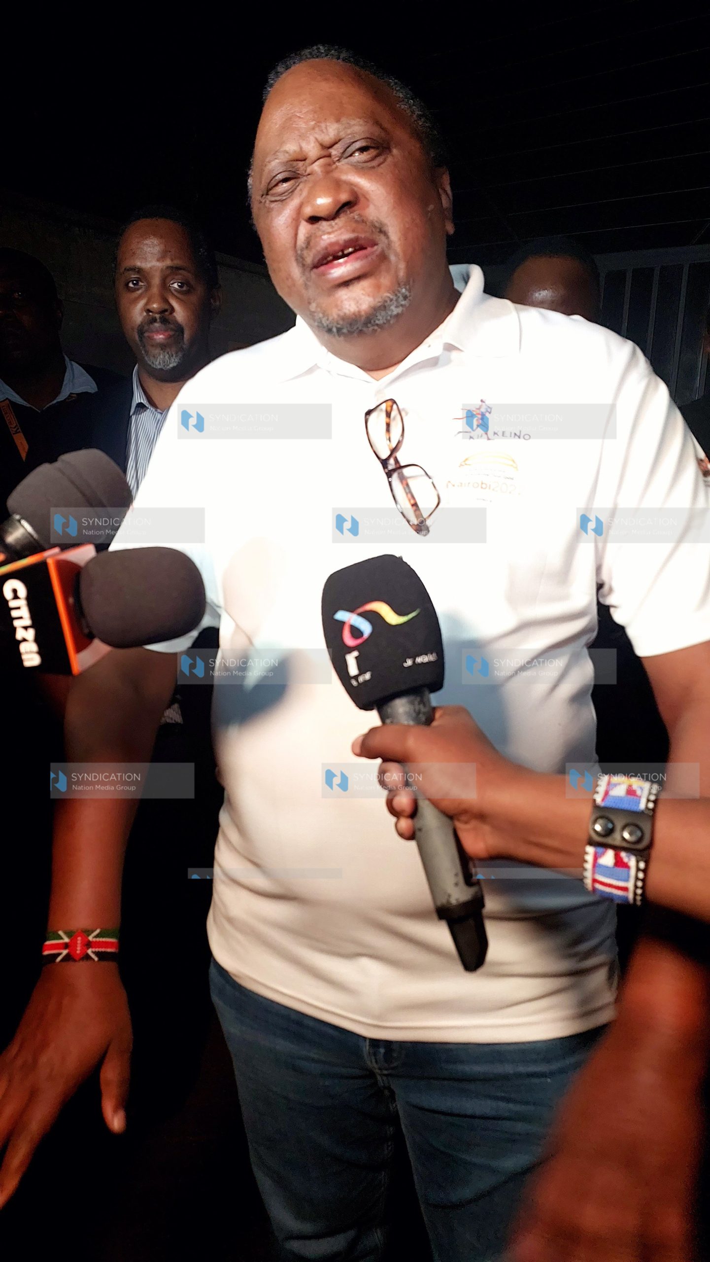 Former president Kenyatta in a live address after his son Jomo’s residence was raided by police