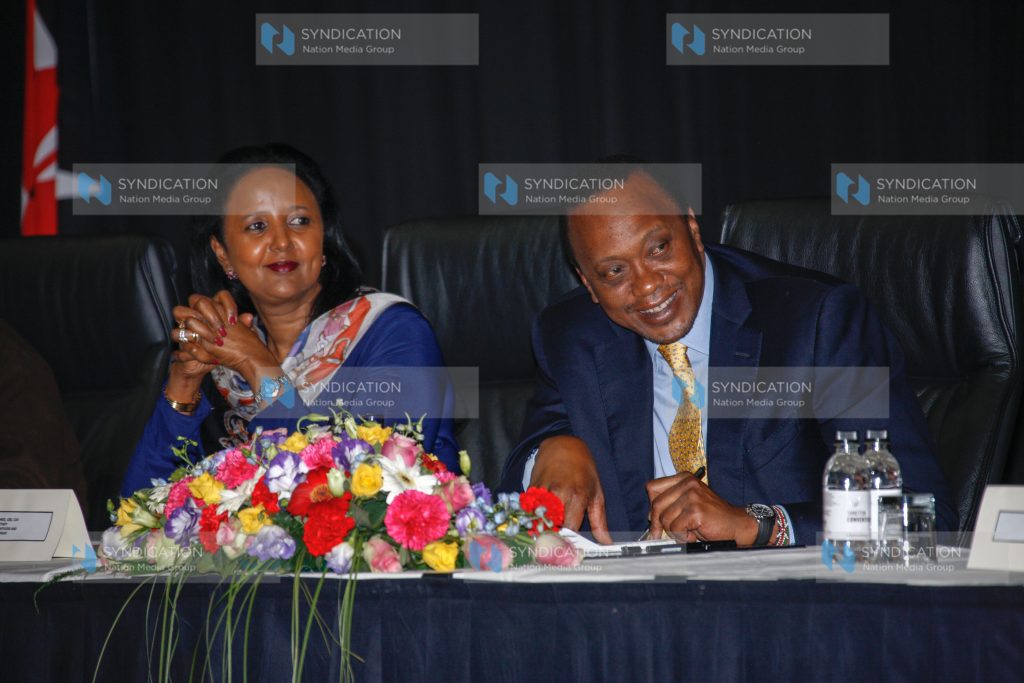 President Uhuru Kenyatta and Cabinet Secretary for Foreign Affairs and International Trade Amina Mohamed