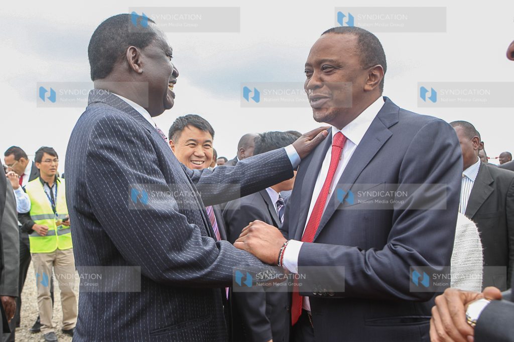 President Uhuru Kenyatta with Cord leader Raila Odinga