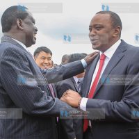 President Uhuru Kenyatta with Cord leader Raila Odinga