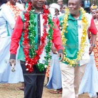 Baringo County gubernatorial aspirant in KANU party, Isaac Chebon (left)