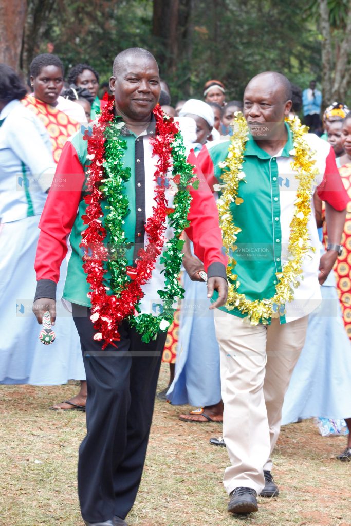 Baringo County gubernatorial aspirant in KANU party, Isaac Chebon (left)