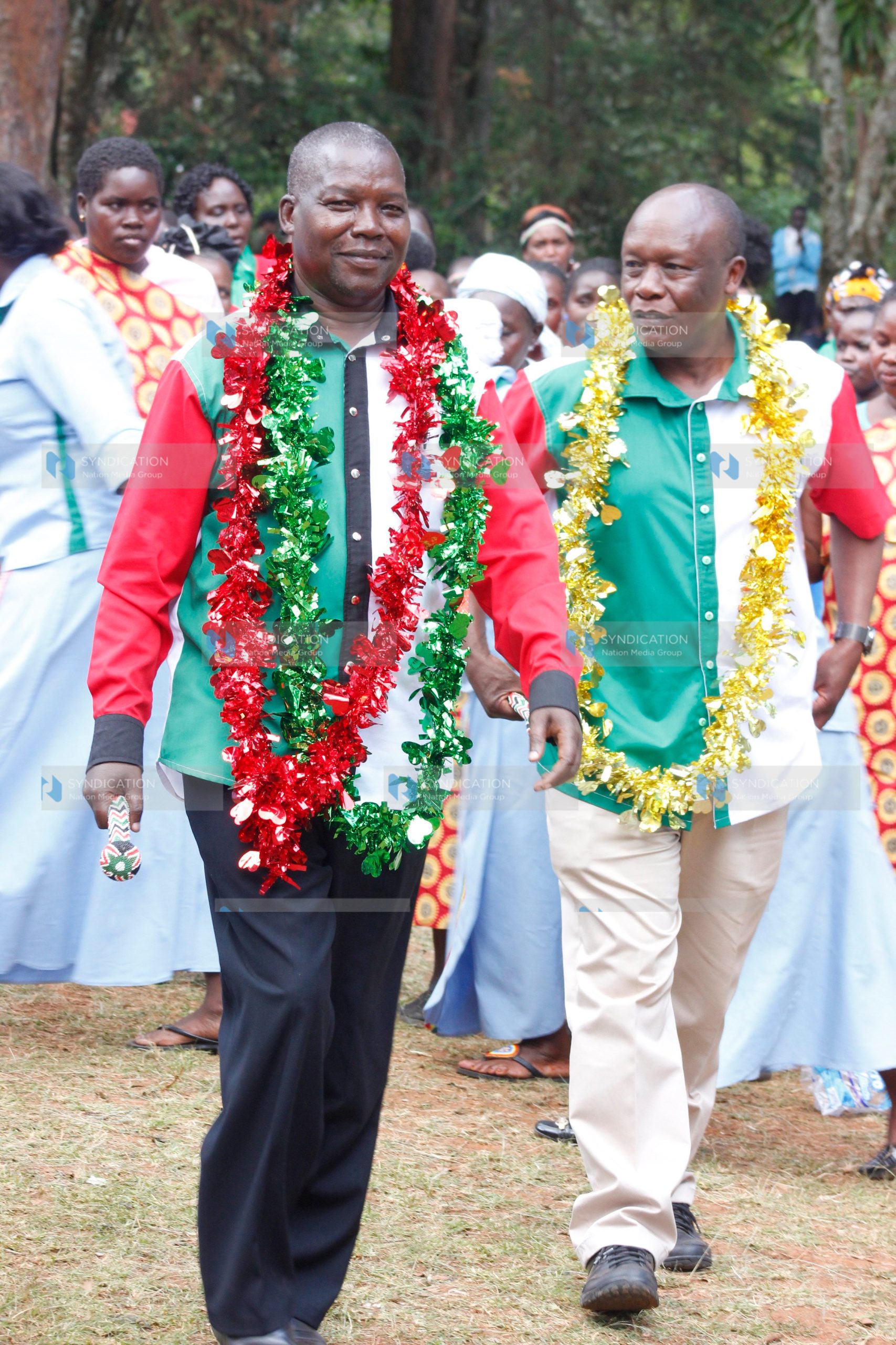 Baringo County gubernatorial aspirant in KANU party, Isaac Chebon (left)