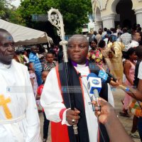 Mombasa ACK Bishop Julius Kalu addressing journalists