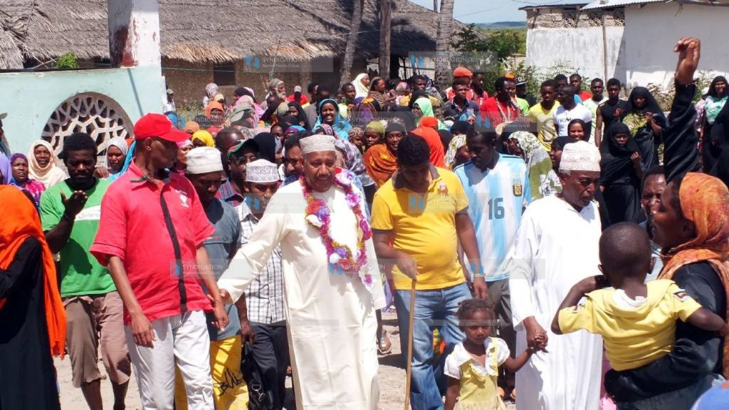 Former lamu governor Issaa Timammy arriving at Risa village