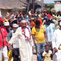 Former lamu governor Issaa Timammy arriving at Risa village