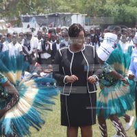 Gladys Wanga dances alongside Ogande Mixed Secondary school dancers