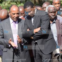 Agriculture and Irrigation CS Mwangi Kiunjuri chats with Nyandarua Governor Francis Kimemia