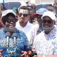 Interior Principal Secretary Raymond Omollo and Homa Bay Governor Gladys Wanga